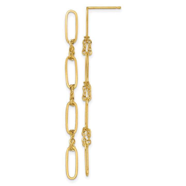 Lovely Rita's Earrings 14K Yellow Gold Dainty Polished 4mm Paperclip Link Post Earrings