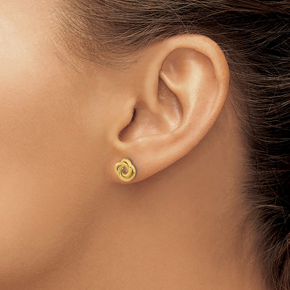Lovely Rita's Earrings 14K Yellow Gold Dainty Polished 8mm Love Knot Post Earrings