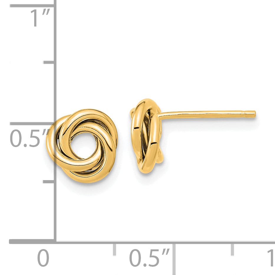 Lovely Rita's Earrings 14K Yellow Gold Dainty Polished 8mm Love Knot Post Earrings