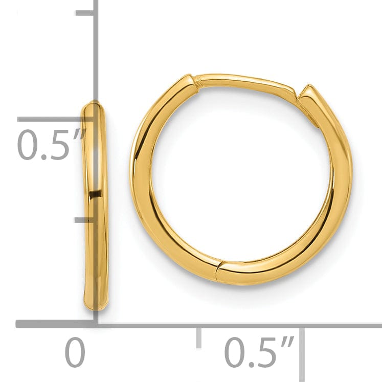 Lovely Rita's Earrings 14K Yellow Gold Delicate Polished 14mm Round Hinged Hoop Earrings