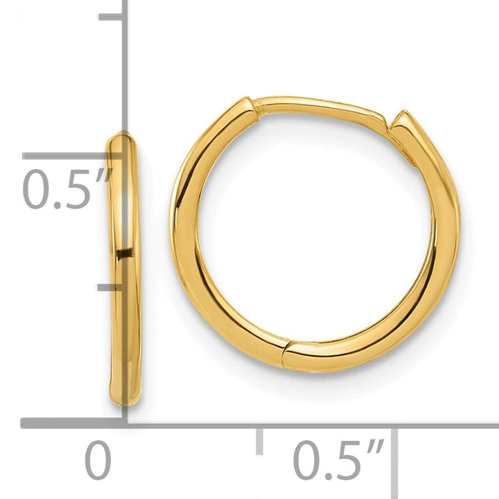 Lovely Rita's Earrings 14K Yellow Gold Delicate Polished 14mm Round Hinged Hoop Earrings
