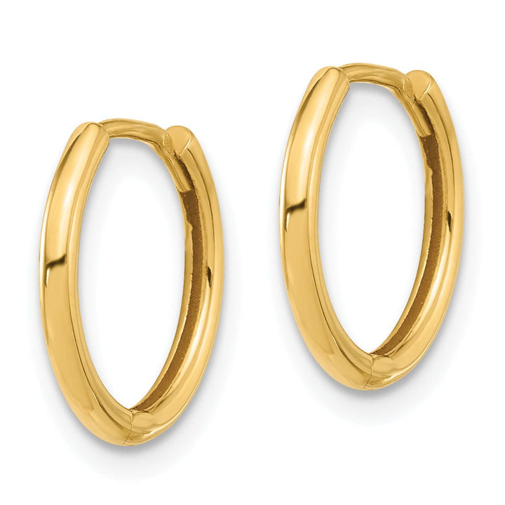 Lovely Rita's Earrings 14K Yellow Gold Delicate Polished 14mm Round Hinged Hoop Earrings