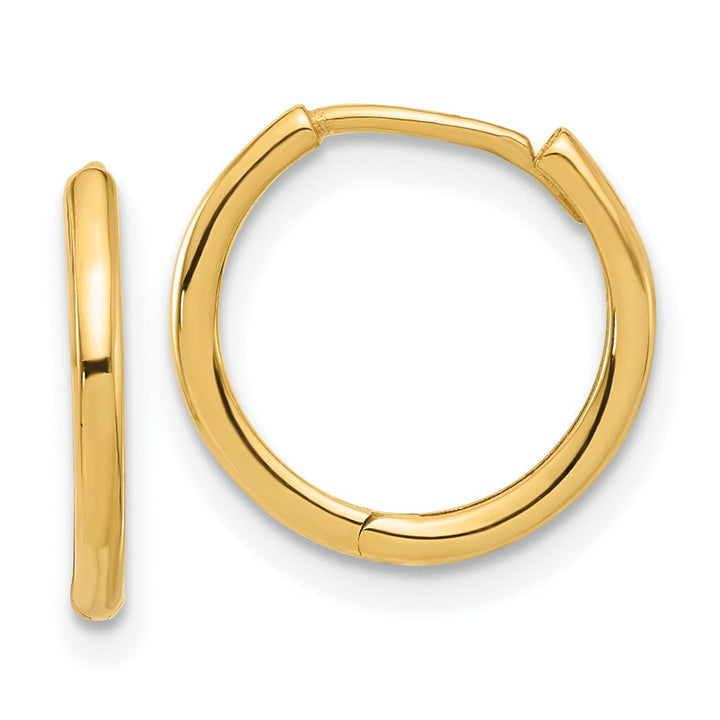Lovely Rita's Earrings 14K Yellow Gold Delicate Polished 14mm Round Hinged Hoop Earrings