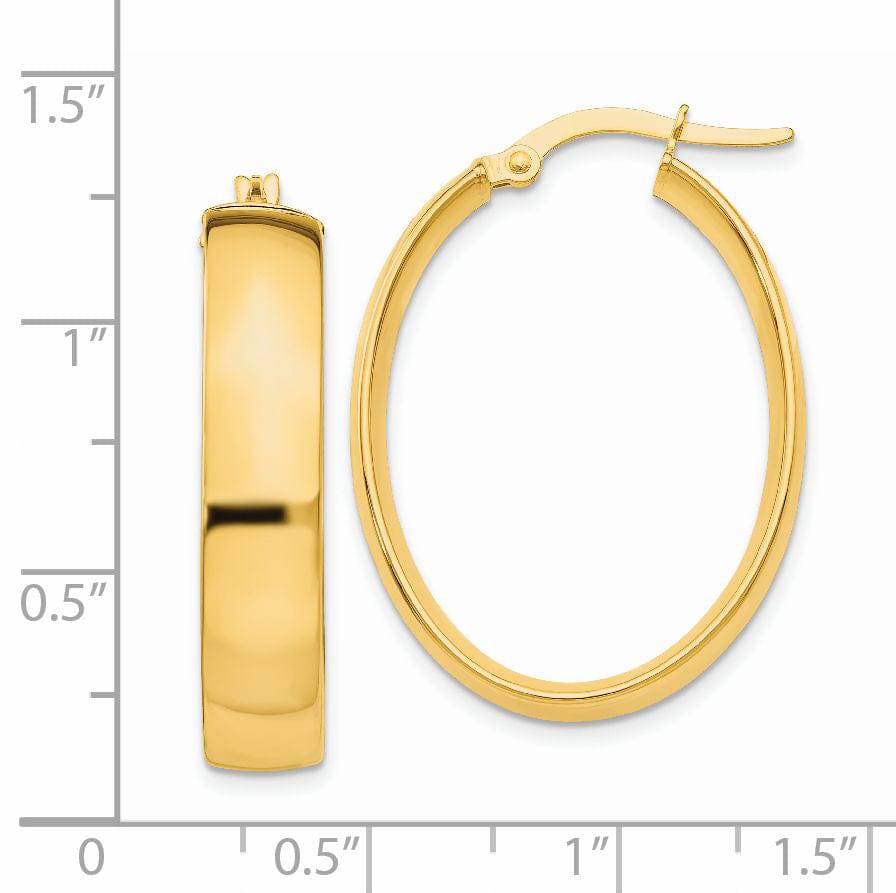 Lovely Rita's Earrings 14K Yellow Gold Delicate Polished 23 mm Oval Tube Hoop Earrings