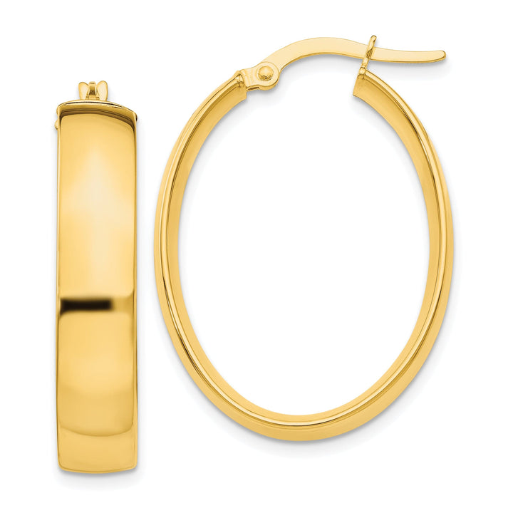 Lovely Rita's Earrings 14K Yellow Gold Delicate Polished 23 mm Oval Tube Hoop Earrings