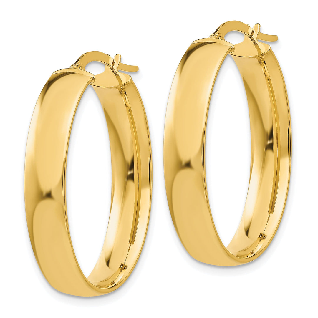 Lovely Rita's Earrings 14K Yellow Gold Delicate Polished 23 mm Oval Tube Hoop Earrings