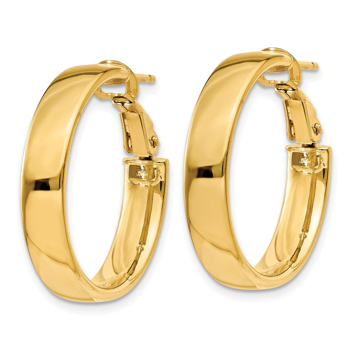 Lovely Rita's Earrings 14K Yellow Gold Delicate Polished 24.25mm Flat Tube Omega Hoops