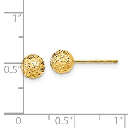 Lovely Rita's Earrings 14K Yellow Gold Designer Diamond-Cut 6mm Ball Post Earrings