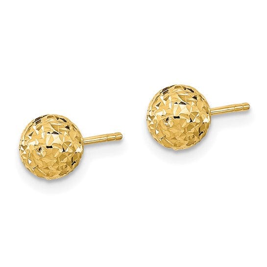 Lovely Rita's Earrings 14K Yellow Gold Designer Diamond-Cut 6mm Ball Post Earrings
