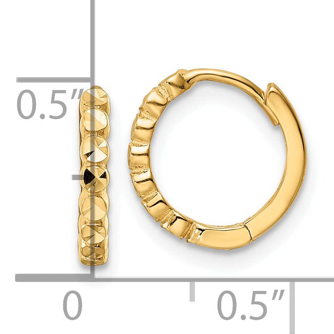 Lovely Rita's Earrings 14K Yellow Gold Designer Polished 11.75mm 2x12mm Hinged Hoop Earrings