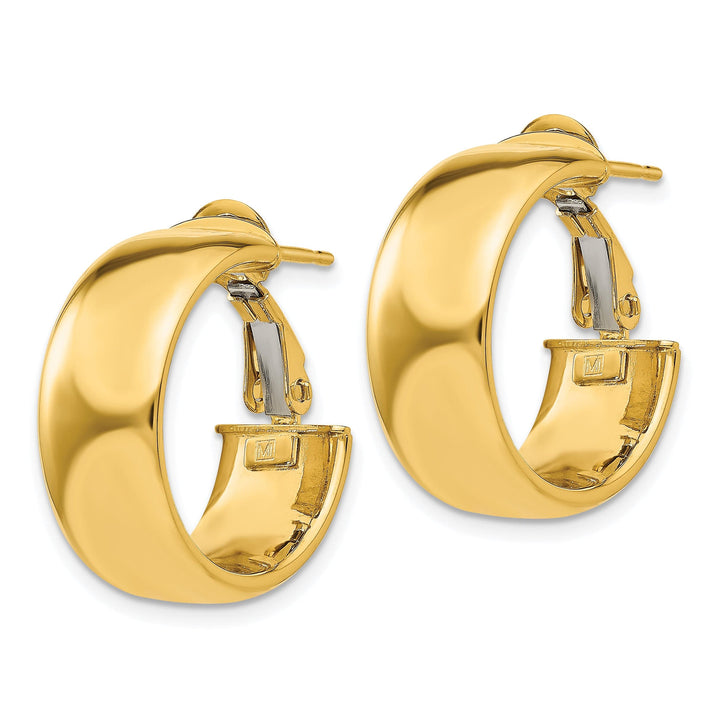 Lovely Rita's Earrings 14K Yellow Gold Designer Polished 19.75mm Flat Tube Omega Hoops