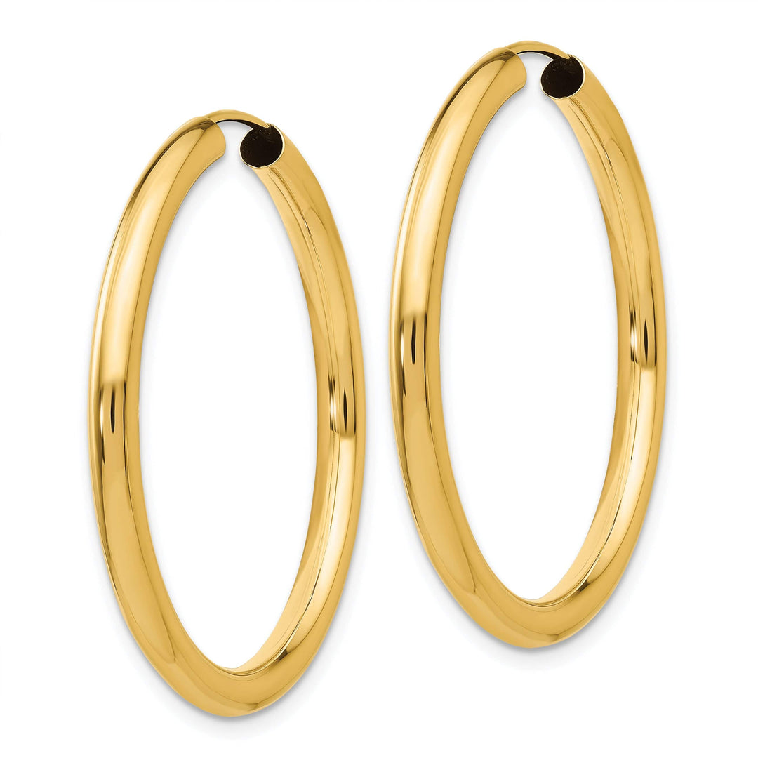 Lovely Rita's Earrings 14K Yellow Gold Designer Polished 3.00x35mm Endless Hoop Earrings