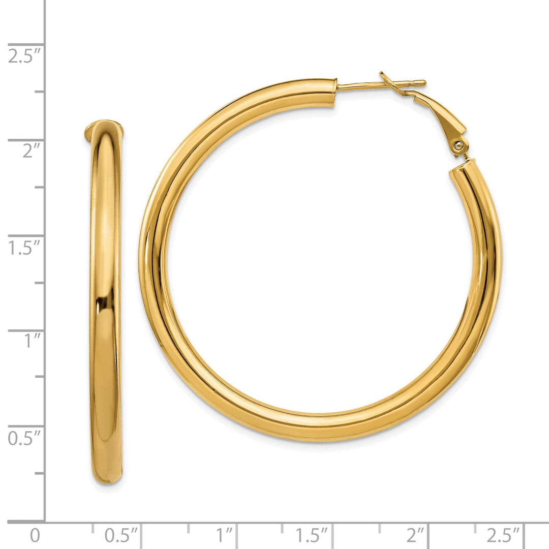 Lovely Rita's Earrings 14K Yellow Gold Designer Polished 49.75mm Round Tube Omega Hoops