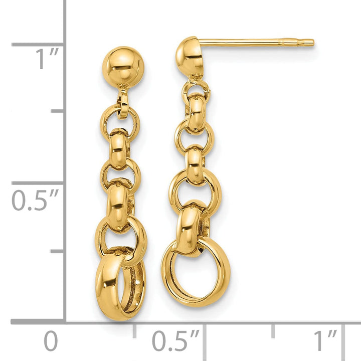 Lovely Rita's Earrings 14K Yellow Gold Designer Polished 6.7mm Circle Link Post Earrings