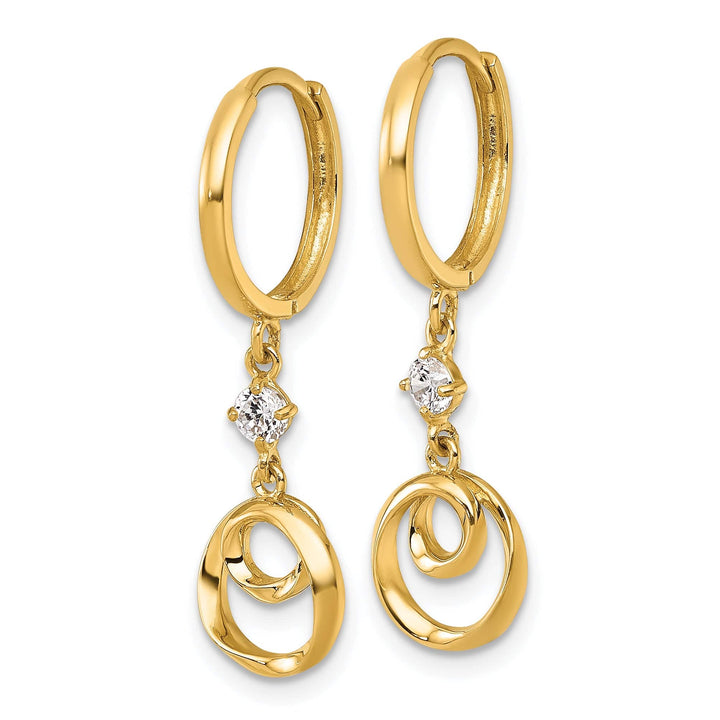 Lovely Rita's Earrings 14K Yellow Gold Designer Twisted 12.2mm Circle CZ Hinged Hoop Earrings