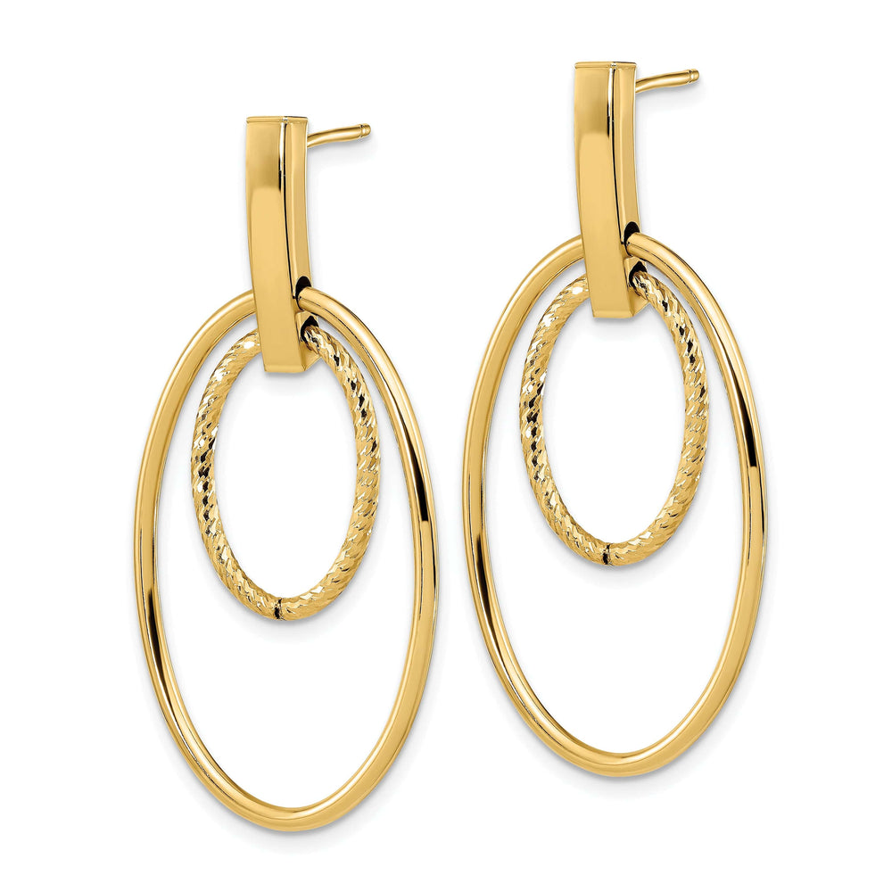 Lovely Rita's Earrings 14K Yellow Gold Elegant Diamond-Cut 22mm Post Dangle Earrings