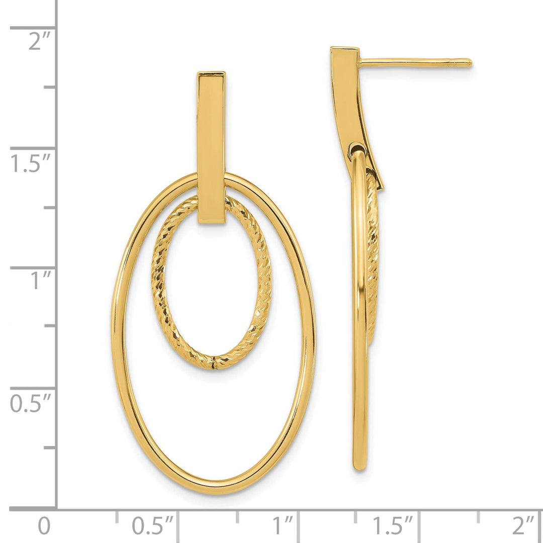 Lovely Rita's Earrings 14K Yellow Gold Elegant Diamond-Cut 22mm Post Dangle Earrings