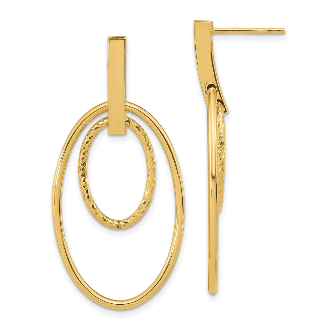Lovely Rita's Earrings 14K Yellow Gold Elegant Diamond-Cut 22mm Post Dangle Earrings