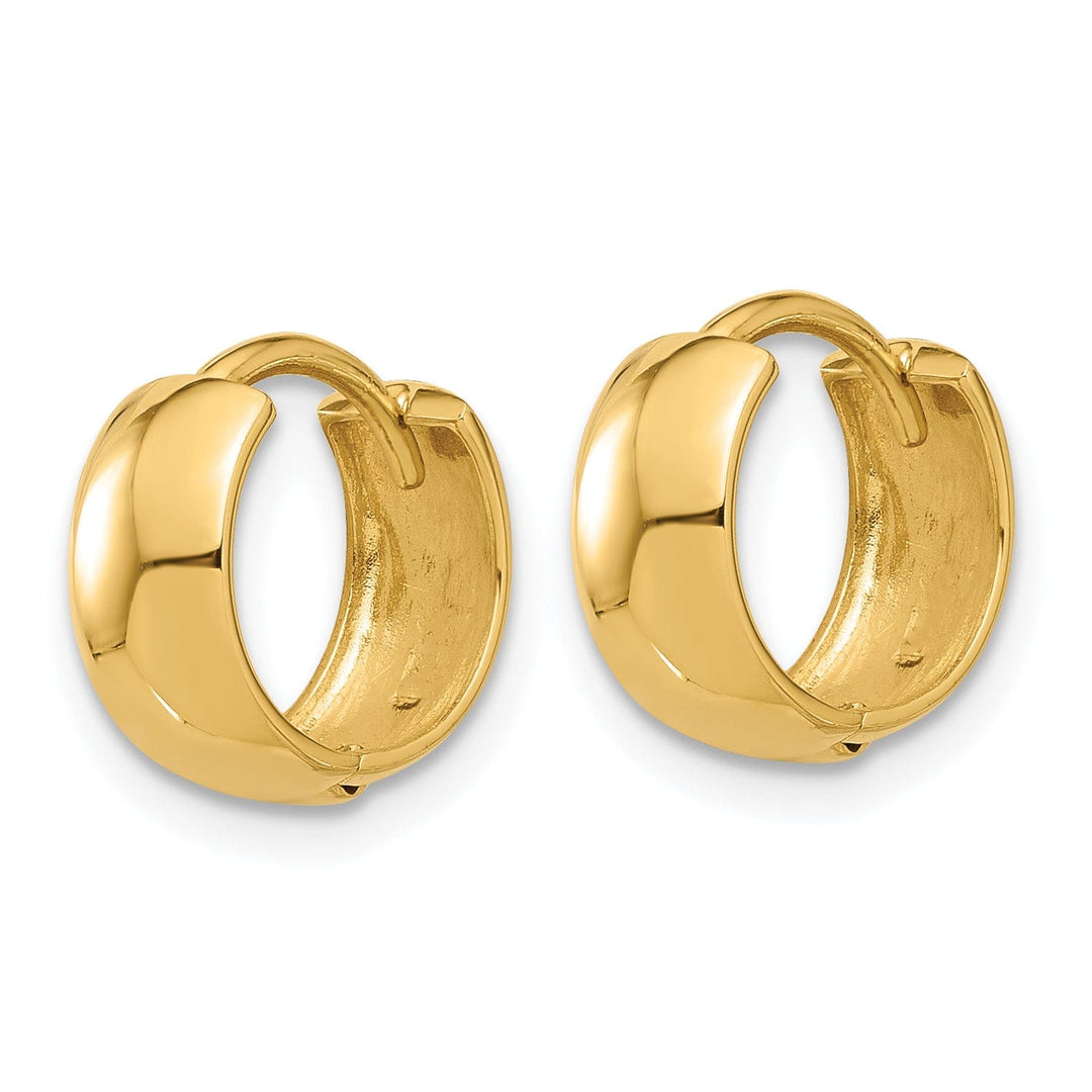 Lovely Rita's Earrings 14K Yellow Gold Elegant Polished 12mm Huggie Hinged Hoop Earrings