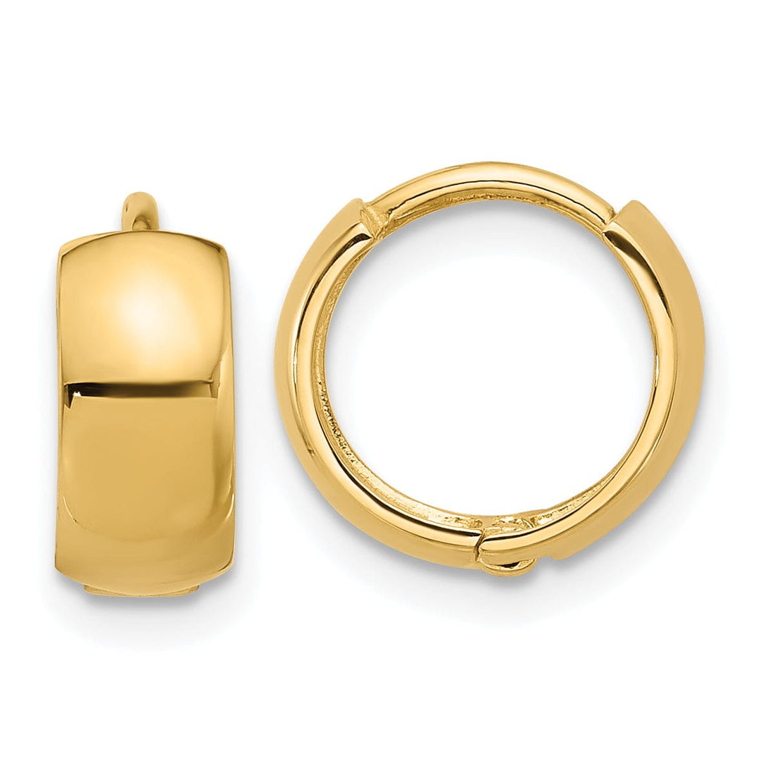 Lovely Rita's Earrings 14K Yellow Gold Elegant Polished 12mm Huggie Hinged Hoop Earrings