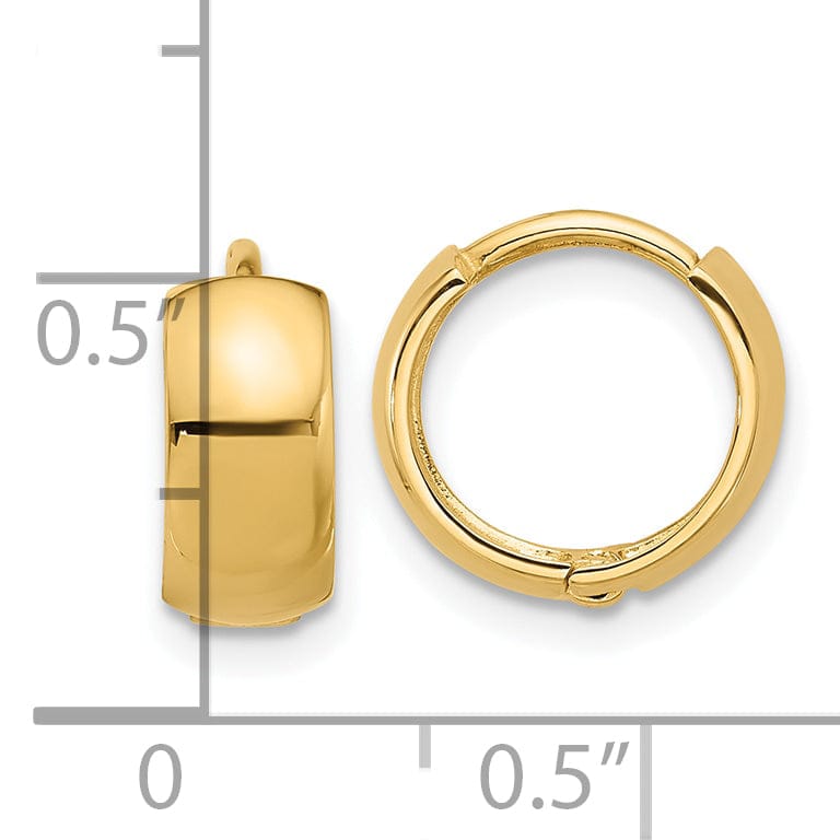 Lovely Rita's Earrings 14K Yellow Gold Elegant Polished 12mm Huggie Hinged Hoop Earrings