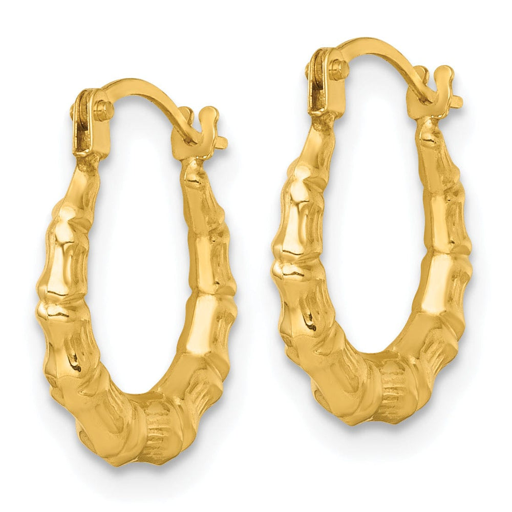 Lovely Rita's Earrings 14K Yellow Gold Elegant Polished 13.85 mm Bamboo Hoop Earrings