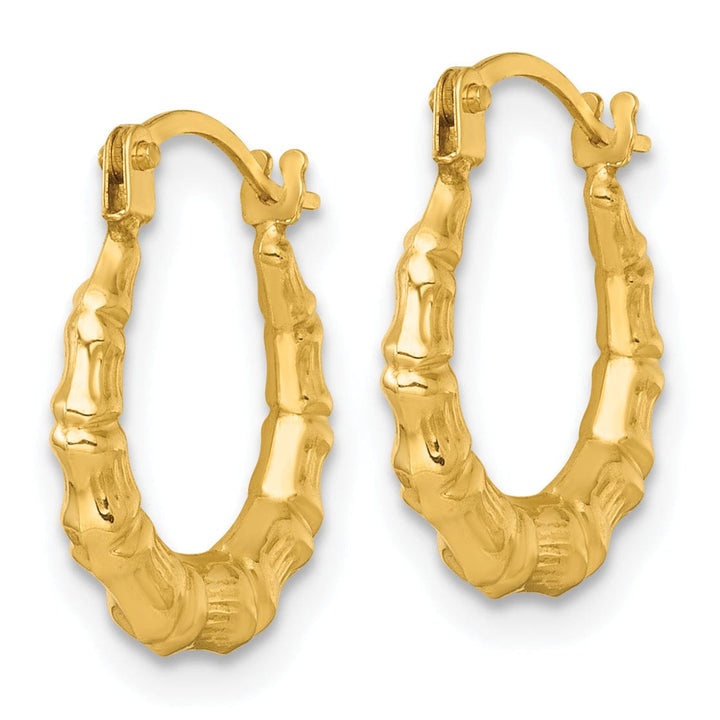 Lovely Rita's Earrings 14K Yellow Gold Elegant Polished 13.85 mm Bamboo Hoop Earrings