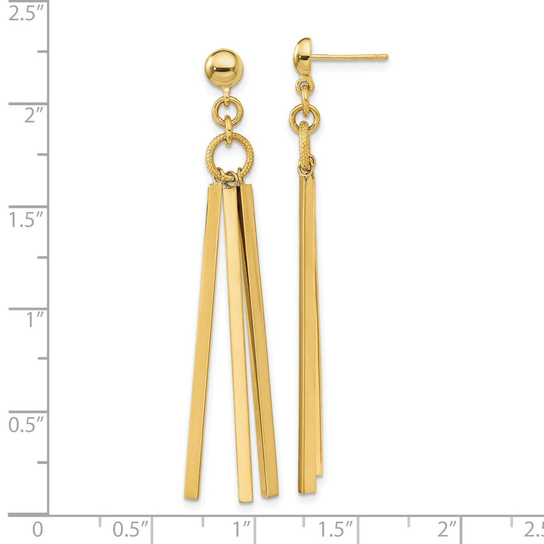 Lovely Rita's Earrings 14K Yellow Gold Elegant Polished 16 mm 3 Bar Post Earrings