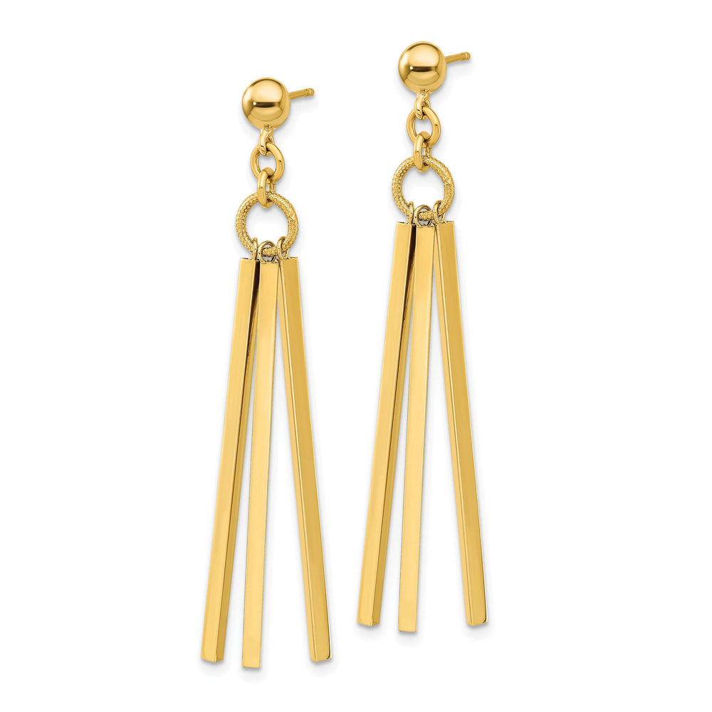 Lovely Rita's Earrings 14K Yellow Gold Elegant Polished 16 mm 3 Bar Post Earrings