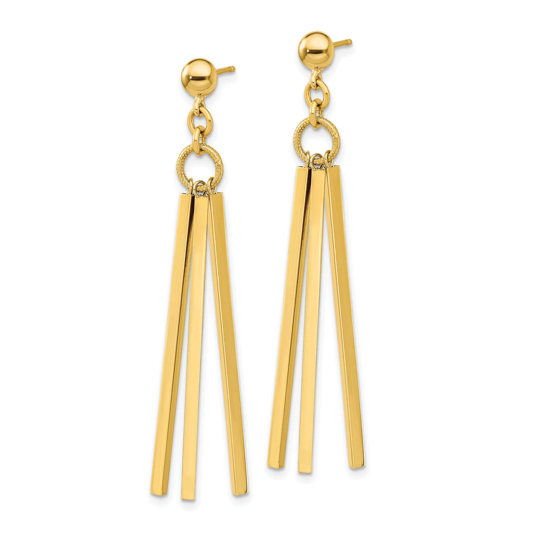 Lovely Rita's Earrings 14K Yellow Gold Elegant Polished 16 mm 3 Bar Post Earrings