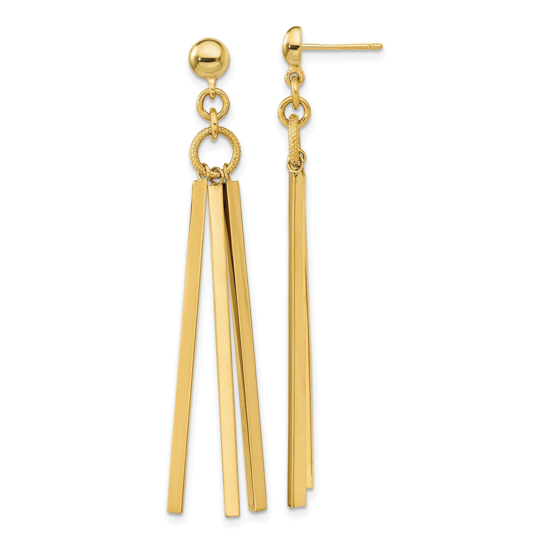 Lovely Rita's Earrings 14K Yellow Gold Elegant Polished 16 mm 3 Bar Post Earrings
