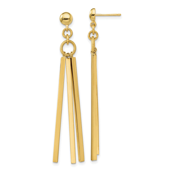 Lovely Rita's Earrings 14K Yellow Gold Elegant Polished 16 mm 3 Bar Post Earrings