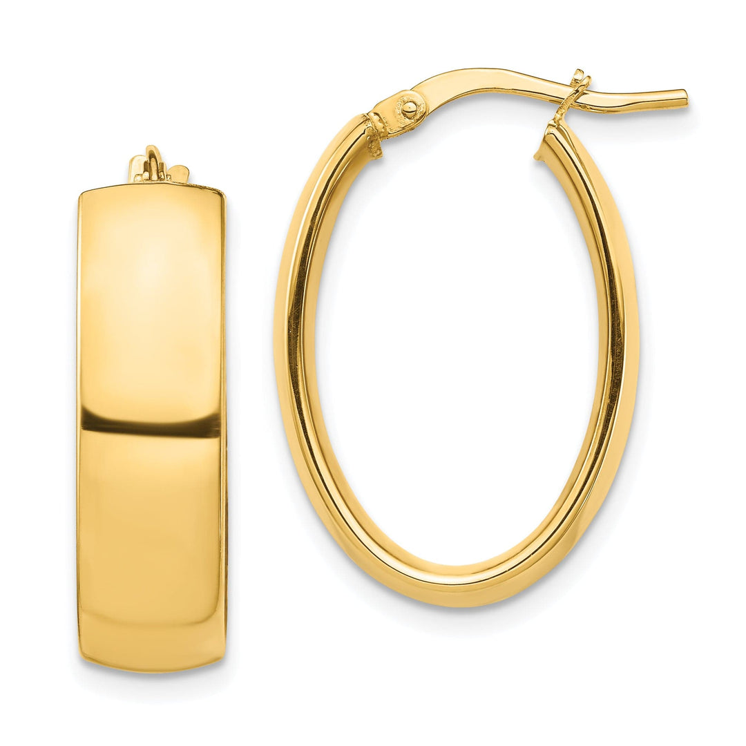 Lovely Rita's Earrings 14K Yellow Gold Elegant Polished 17.14 mm Oval Tube Hoop Earrings