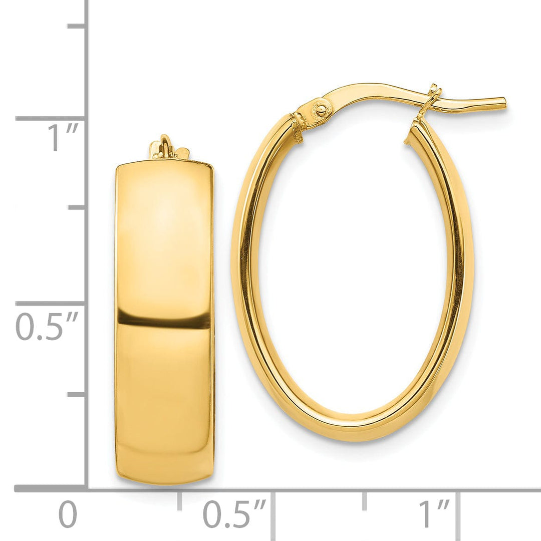 Lovely Rita's Earrings 14K Yellow Gold Elegant Polished 17.14 mm Oval Tube Hoop Earrings