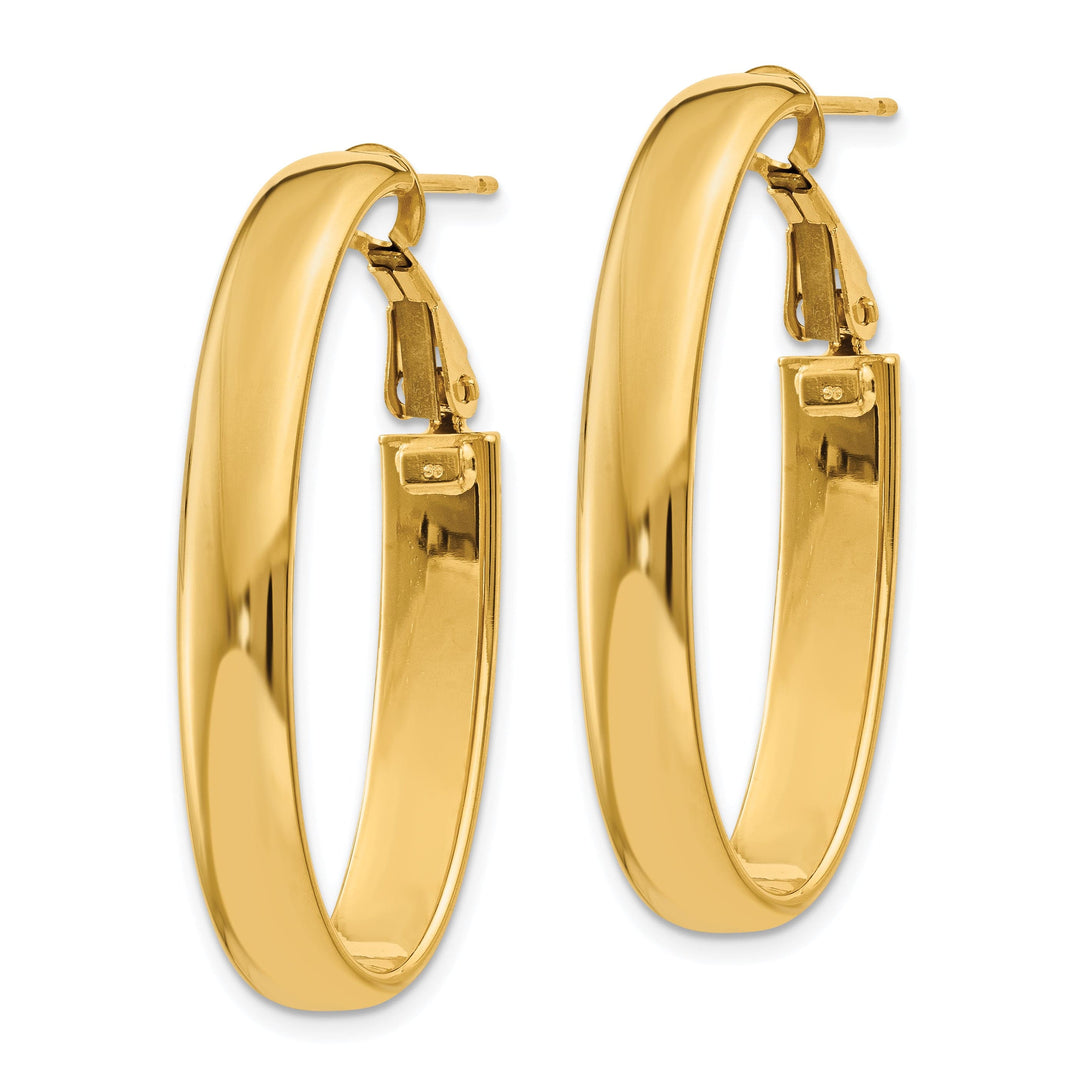 Lovely Rita's Earrings 14K Yellow Gold Elegant Polished 19.25mm Oval Omega Hoops