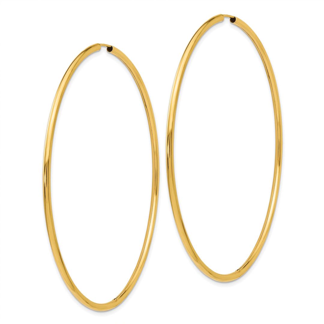 Lovely Rita's Earrings 14K Yellow Gold Elegant Polished 2x70mm Endless Hoop Earrings