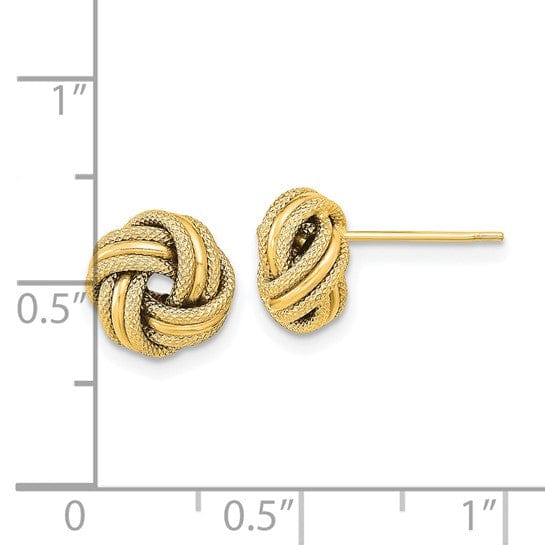 Lovely Rita's Earrings 14K Yellow Gold Elegant Polished 9mm Triple Love Knot Earrings