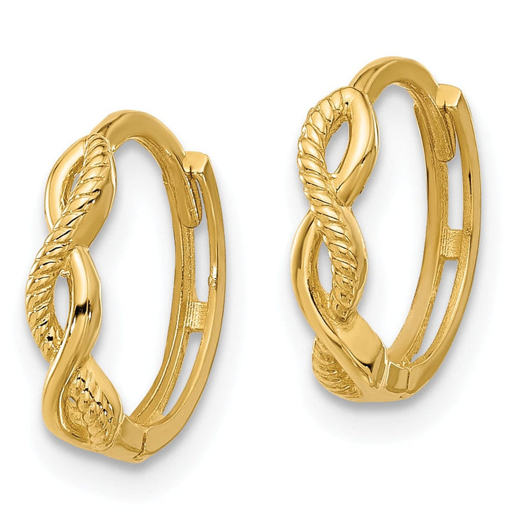 Lovely Rita's Earrings 14K Yellow Gold Exquisite Polished 12.7mm Braided Hinged Hoop Earrings