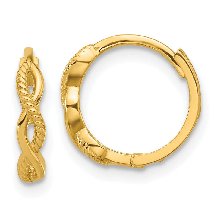 Lovely Rita's Earrings 14K Yellow Gold Exquisite Polished 12.7mm Braided Hinged Hoop Earrings