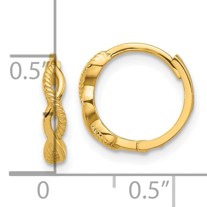 Lovely Rita's Earrings 14K Yellow Gold Exquisite Polished 12.7mm Braided Hinged Hoop Earrings