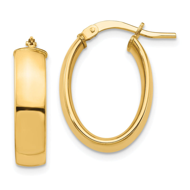 Lovely Rita's Earrings 14K Yellow Gold Exquisite Polished 13.93 mm Oval Tube Hoop Earrings