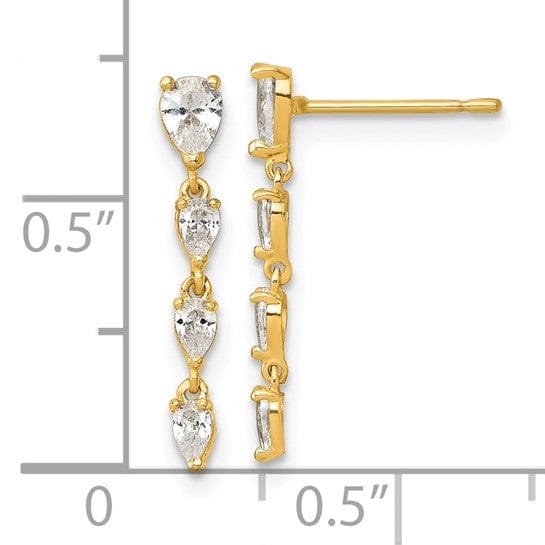 Lovely Rita's Earrings 14K Yellow Gold Exquisite Polished 3mm Pear-Shape CZ Post Earrings