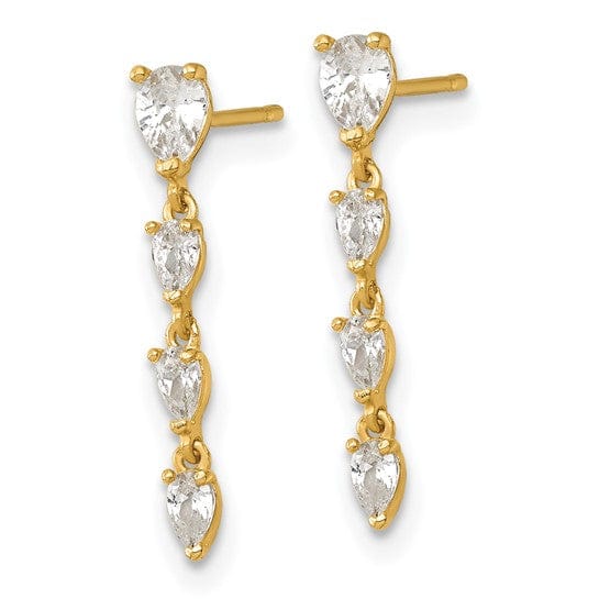Lovely Rita's Earrings 14K Yellow Gold Exquisite Polished 3mm Pear-Shape CZ Post Earrings