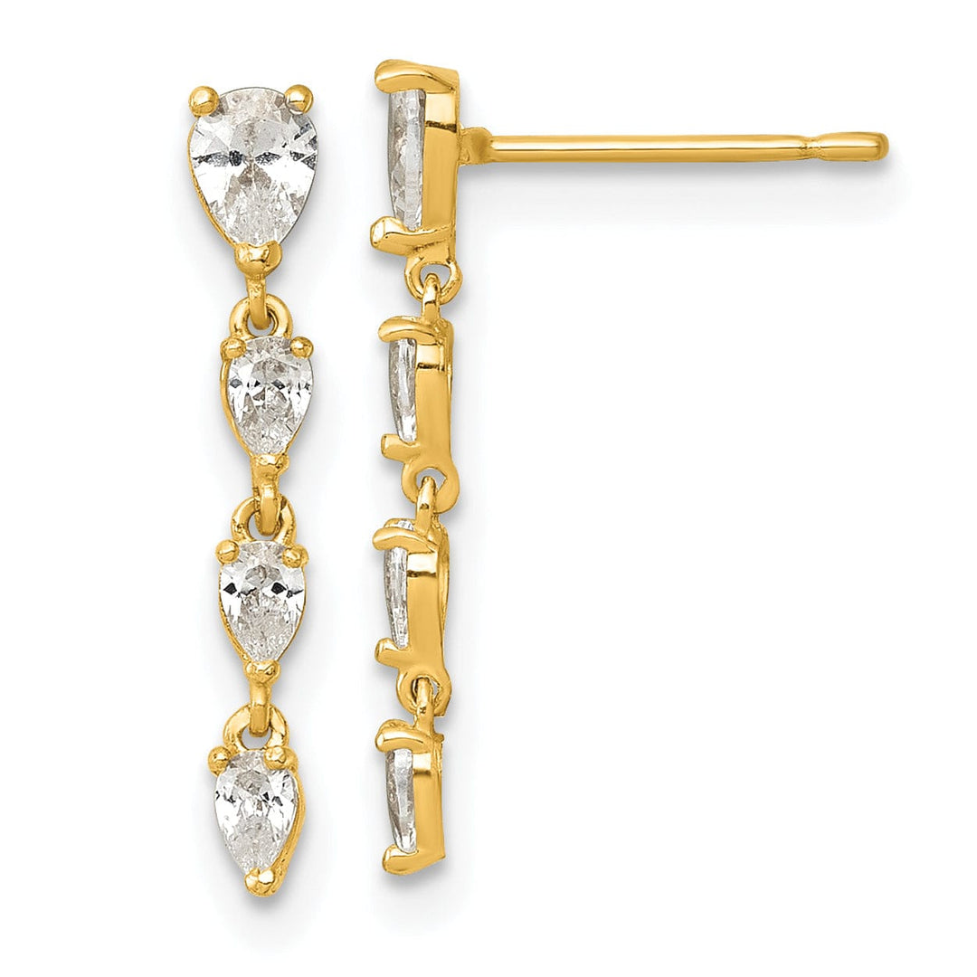 Lovely Rita's Earrings 14K Yellow Gold Exquisite Polished 3mm Pear-Shape CZ Post Earrings