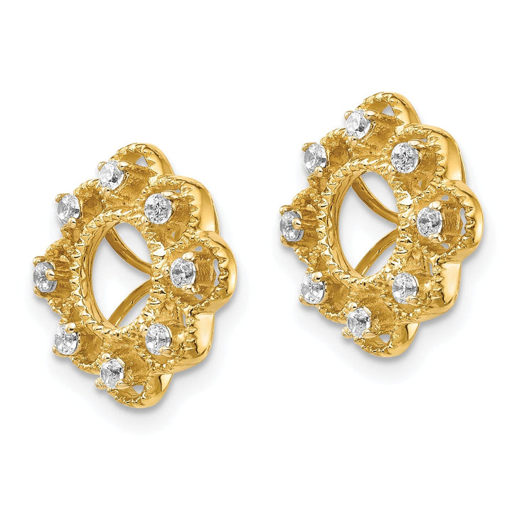 Lovely Rita's Earrings 14k Yellow Gold Fancy 1/4 CT Diamond Fancy Cluster Earring Jackets