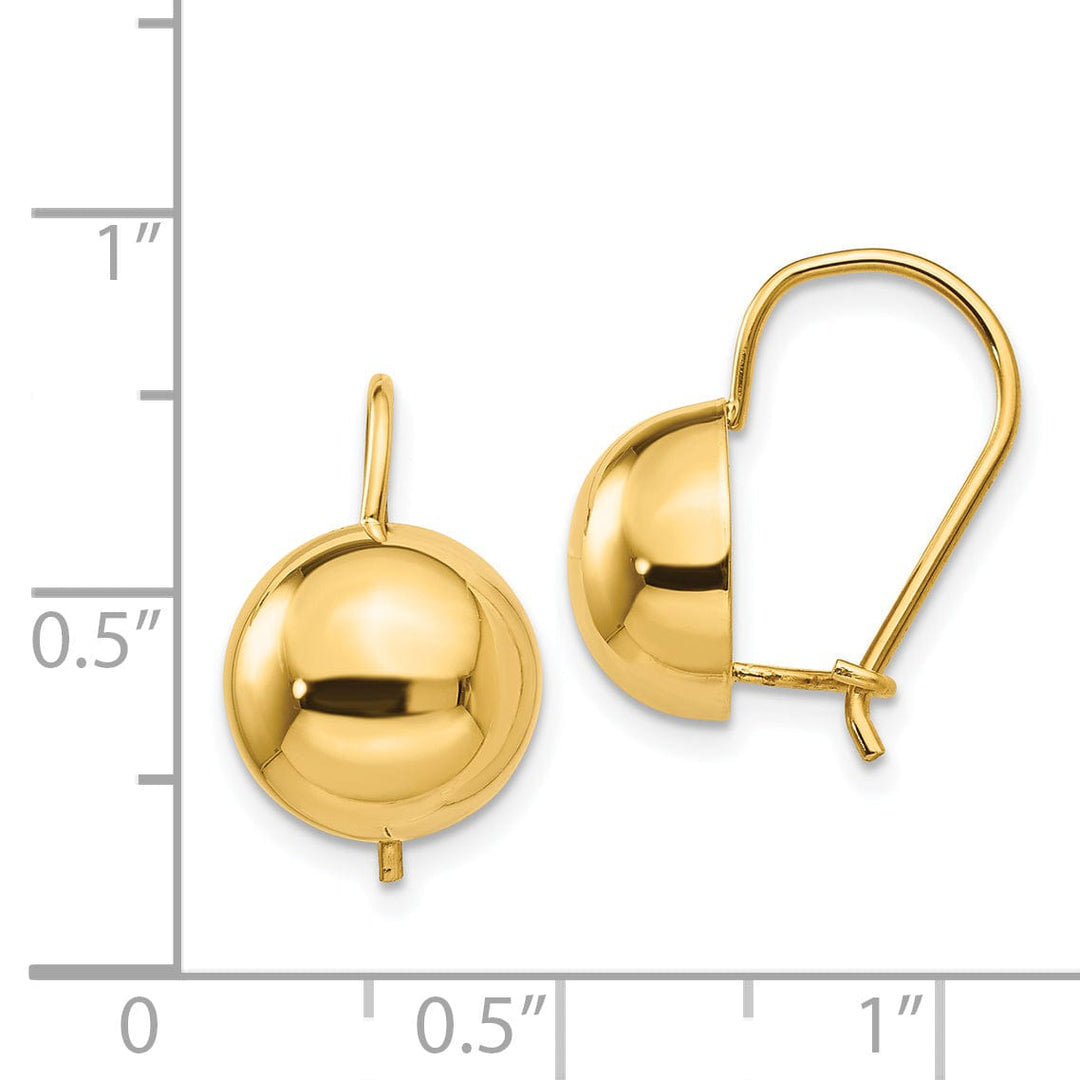 Lovely Rita's Earrings 14K Yellow Gold Fancy Polished 10.5mm Hollow Half Ball Post Earrings