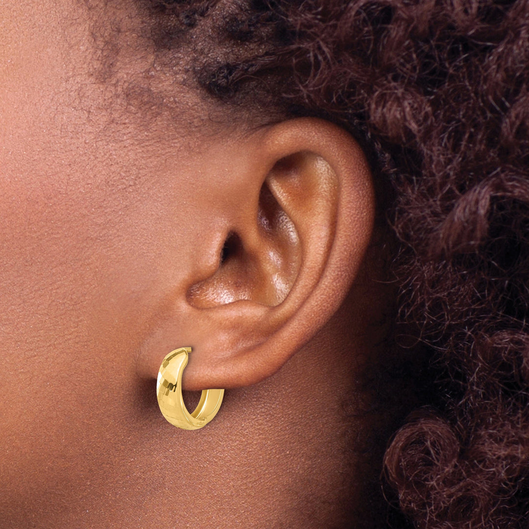 Lovely Rita's Earrings 14K Yellow Gold Fancy Polished 15.9mm and Huggie Hinged Hoop Earrings