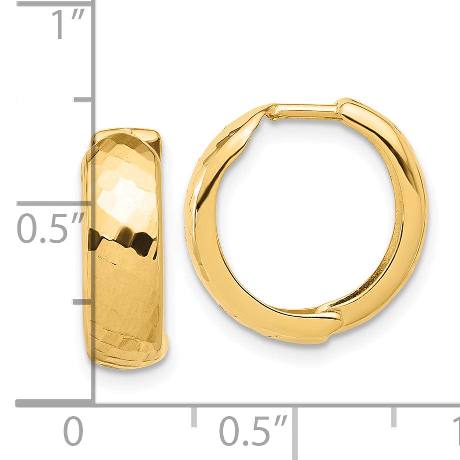 Lovely Rita's Earrings 14K Yellow Gold Fancy Polished 15.9mm and Huggie Hinged Hoop Earrings