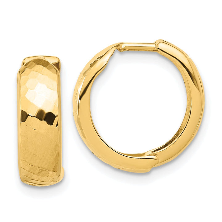 Lovely Rita's Earrings 14K Yellow Gold Fancy Polished 15.9mm and Huggie Hinged Hoop Earrings
