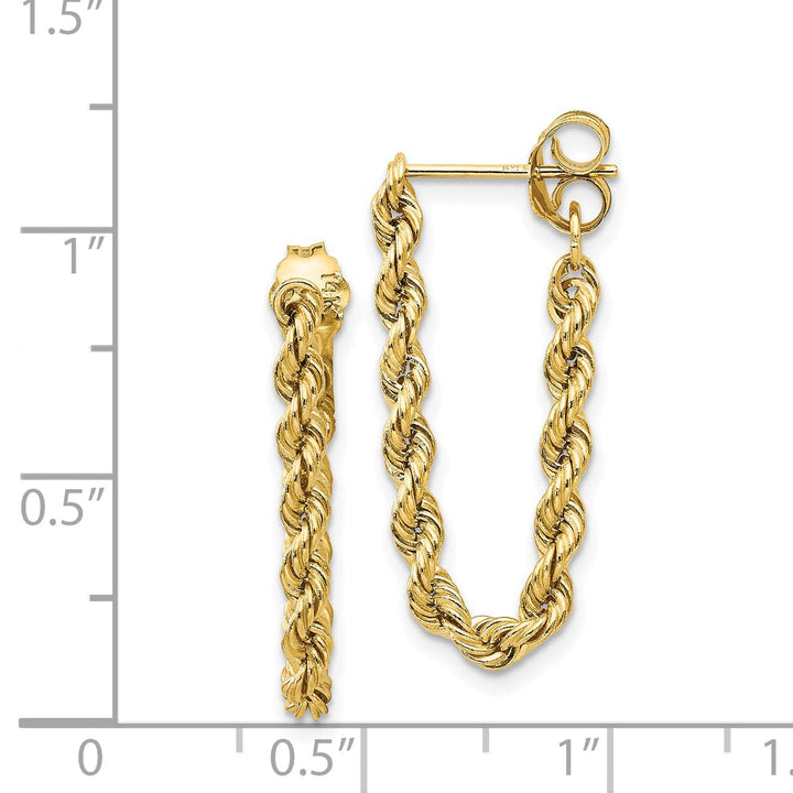 Lovely Rita's Earrings 14K Yellow Gold Fashionable Polished 8 mm Hollow Rope Post Earrings